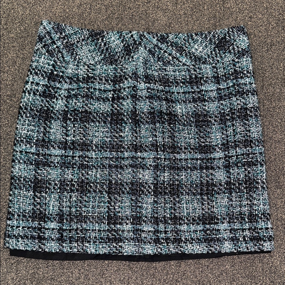 Loft Tweed Skirt in Black and turquoise